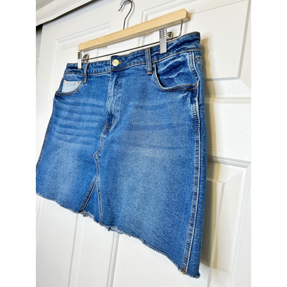 And Now This Denim Mini Skirt XL Blue‎ Raw Hem - Picture 2 of 5